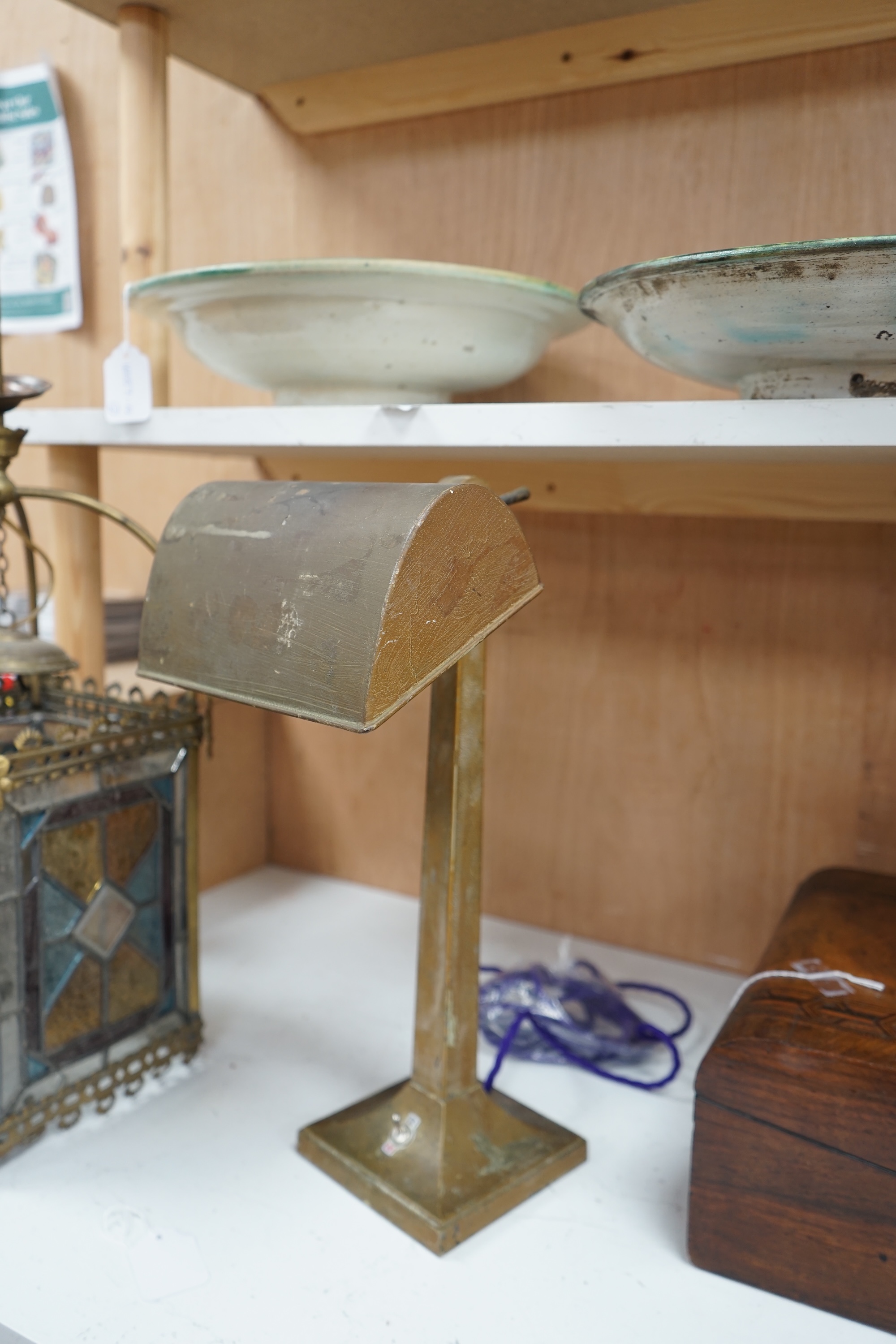 An Art Deco style metal desk lamp, 44cm high. Condition - fair.